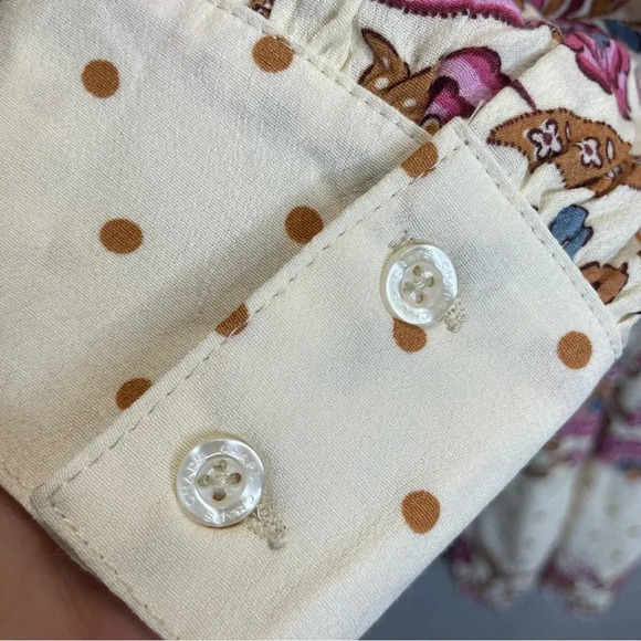 Chaps Boho Floral Polka Dot Baby Doll Cottagecore Long Sleeve Dress - Picture 10 of 10